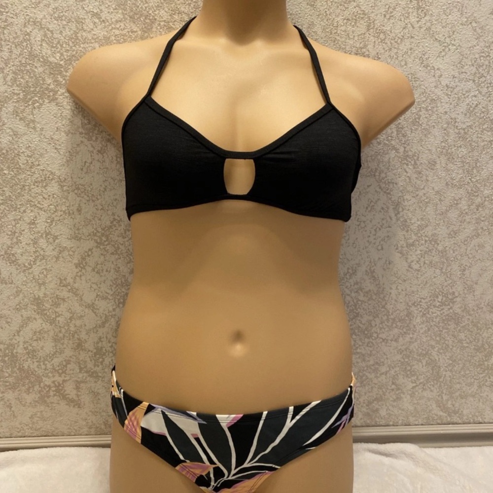 Black and Floral Bikini Set